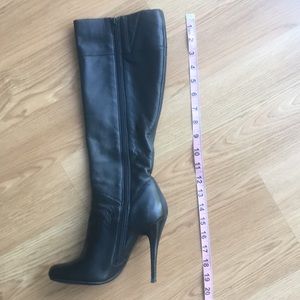 Black Leather Knee High Boots
